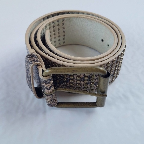 Lake Shore Drive Accessories - Lake Shore Drive Womens Medium Leather Belt Studded Snakeskin Print